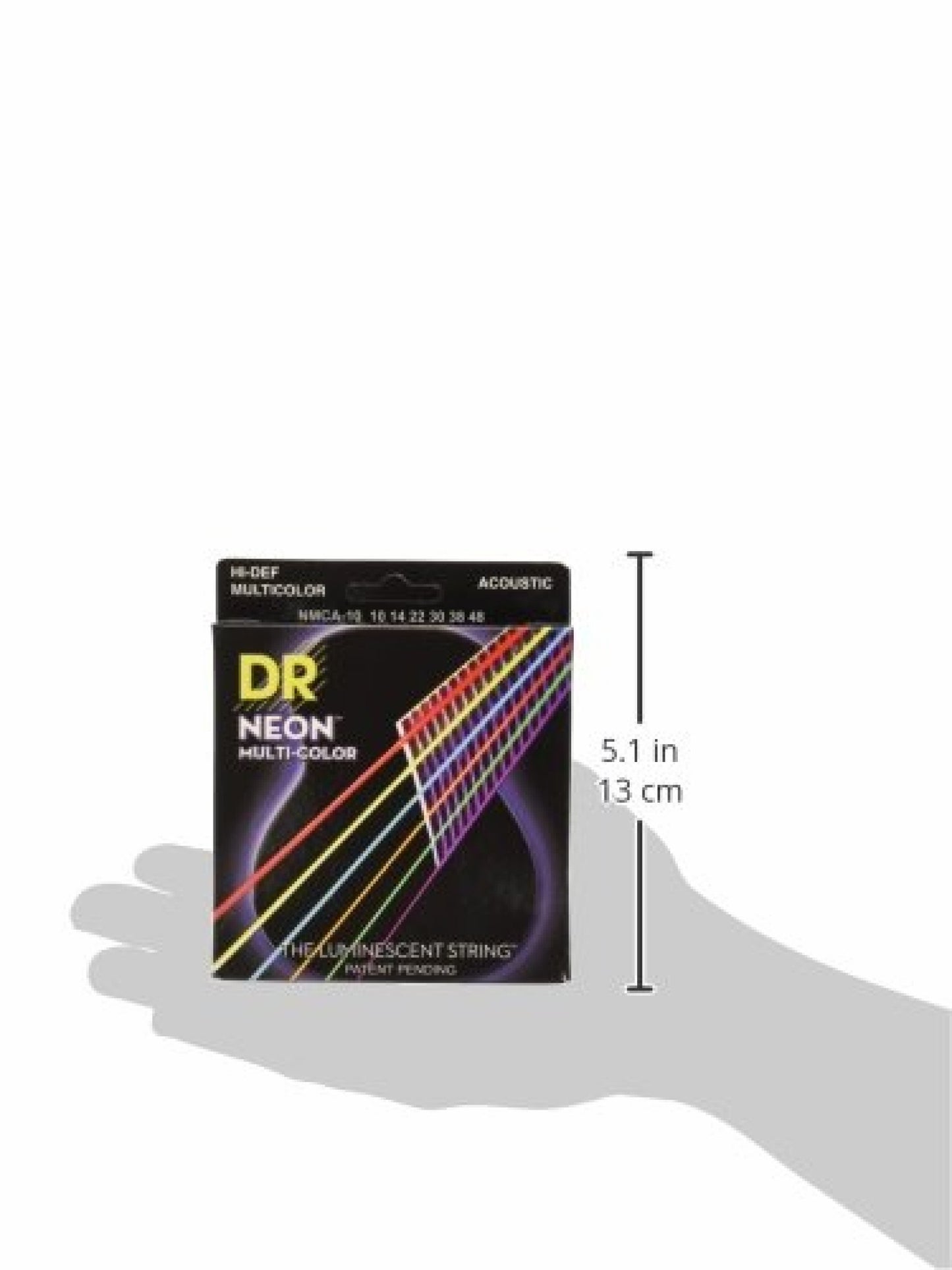 DR Strings NMCA-10 HI-DEF NEON Multicolor Colored Acoustic Guitar Strings 10-48, Extra Light