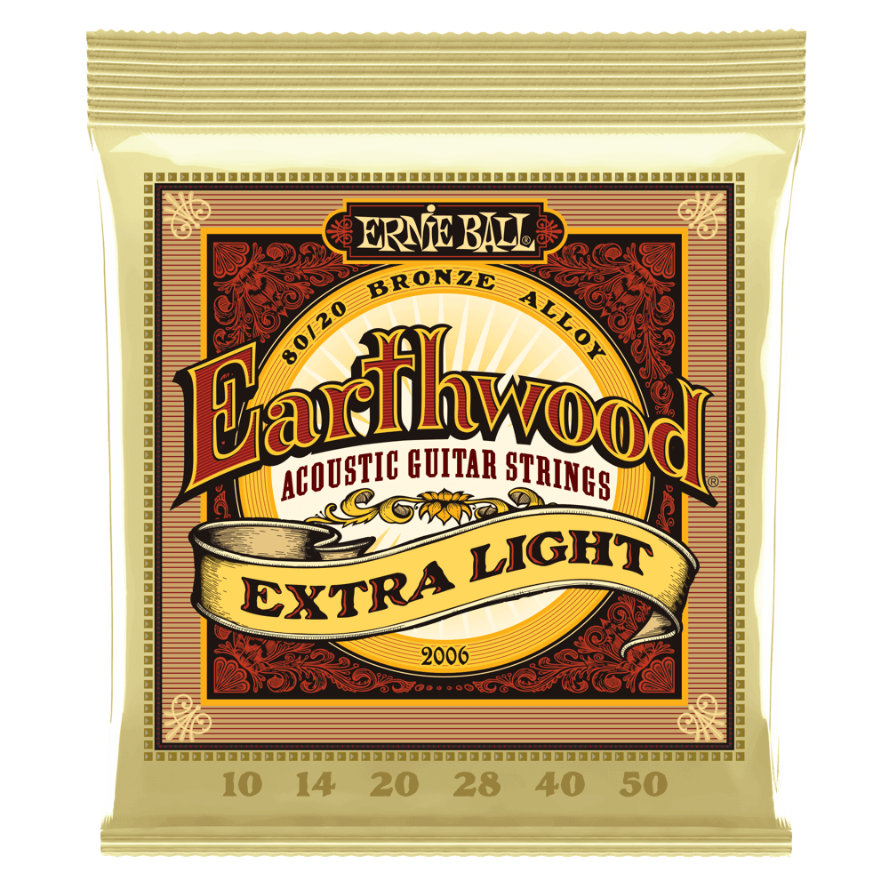 EARTHWOOD EXTRA LIGHT 80/20 BRONZE ACOUSTIC GUITAR STRINGS - 10-50 GAUGE