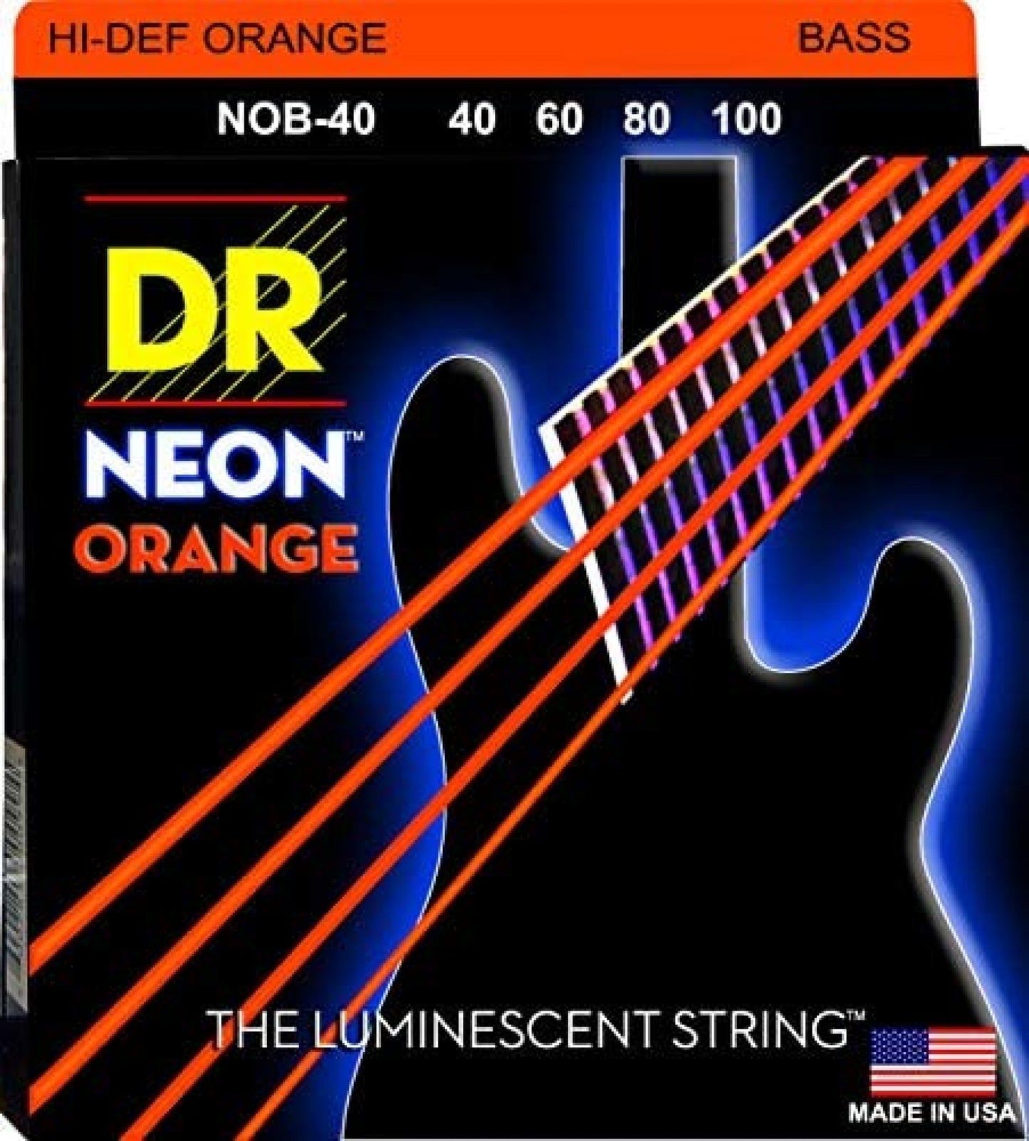 DR Strings HI-DEF NEON Bass Guitar Strings (NOB-40)