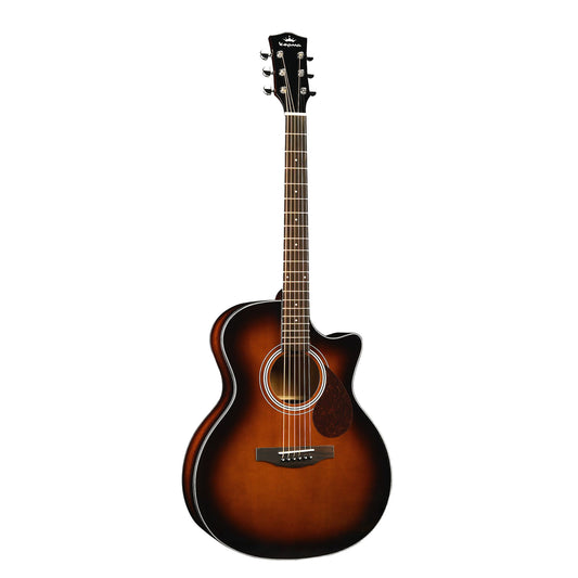 Kepma F0 GA Solid Top Acoustic Guitar- Cherry Burst