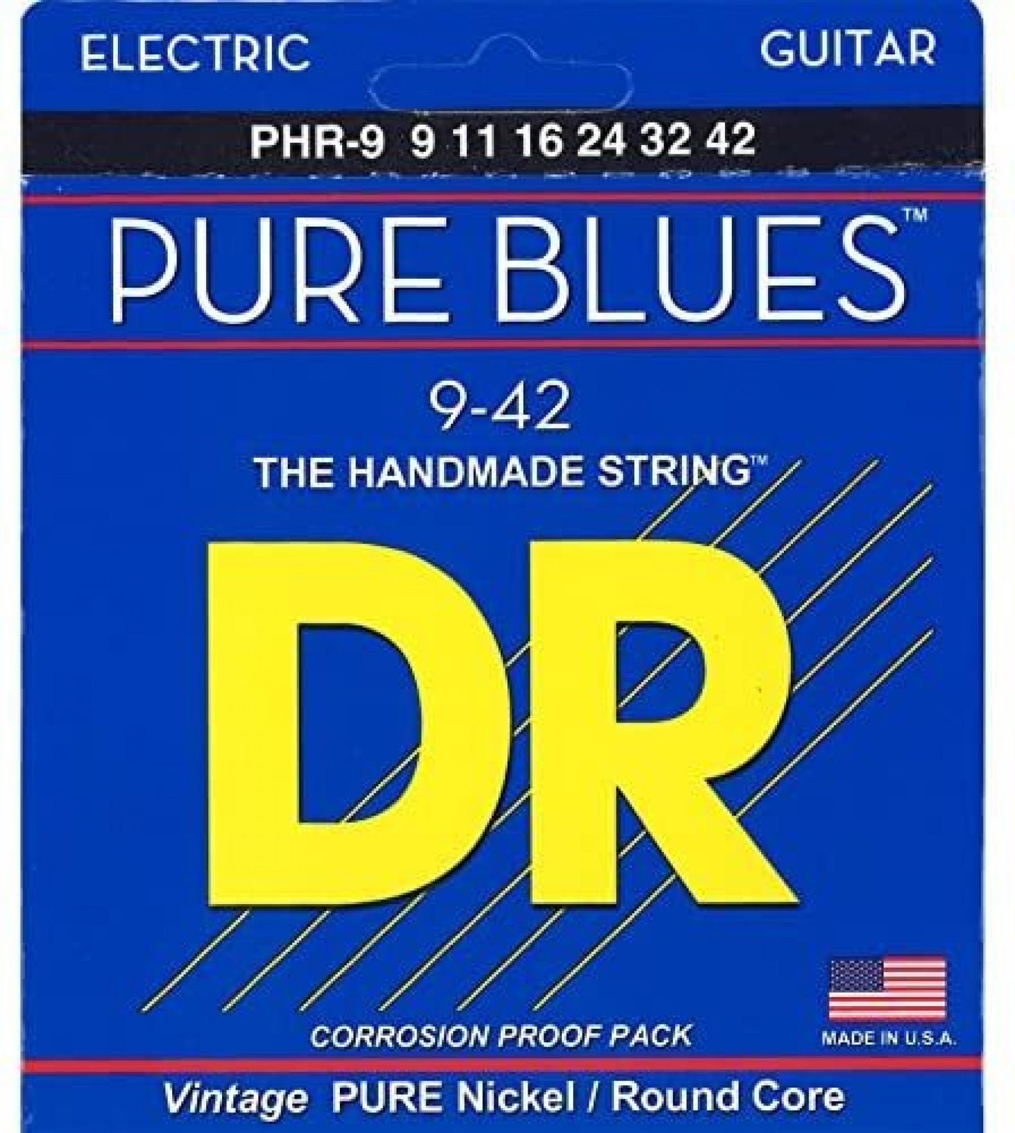 DR Strings Pure Blues Pure Nickel Wrap Round Core 9-42(PHR-9)