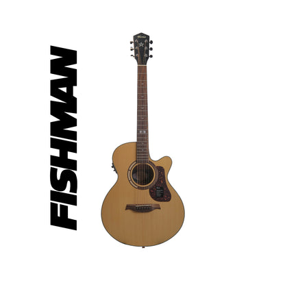 Mantic GT10AC -E Solid Top Semi- Acoustic Guitar with Fishman Electronics - Natural
