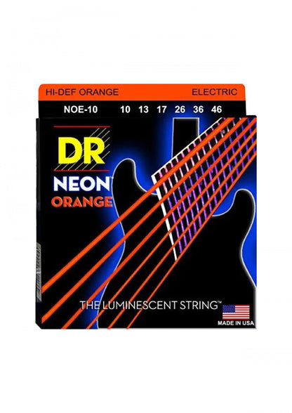 DR Strings NOE-10 Coated Nickel Hi-Def Orange Electric Guitar Strings, Medium