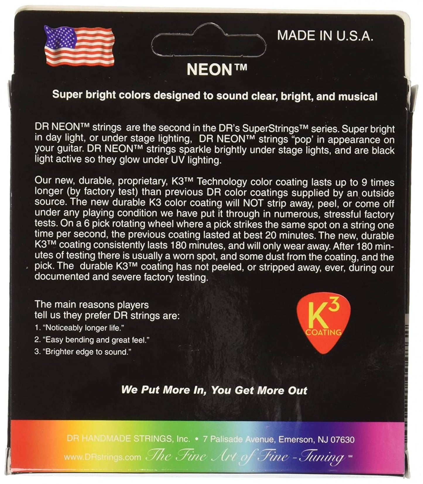 DR Strings NMCA-10 HI-DEF NEON Multicolor Colored Acoustic Guitar Strings 10-48, Extra Light
