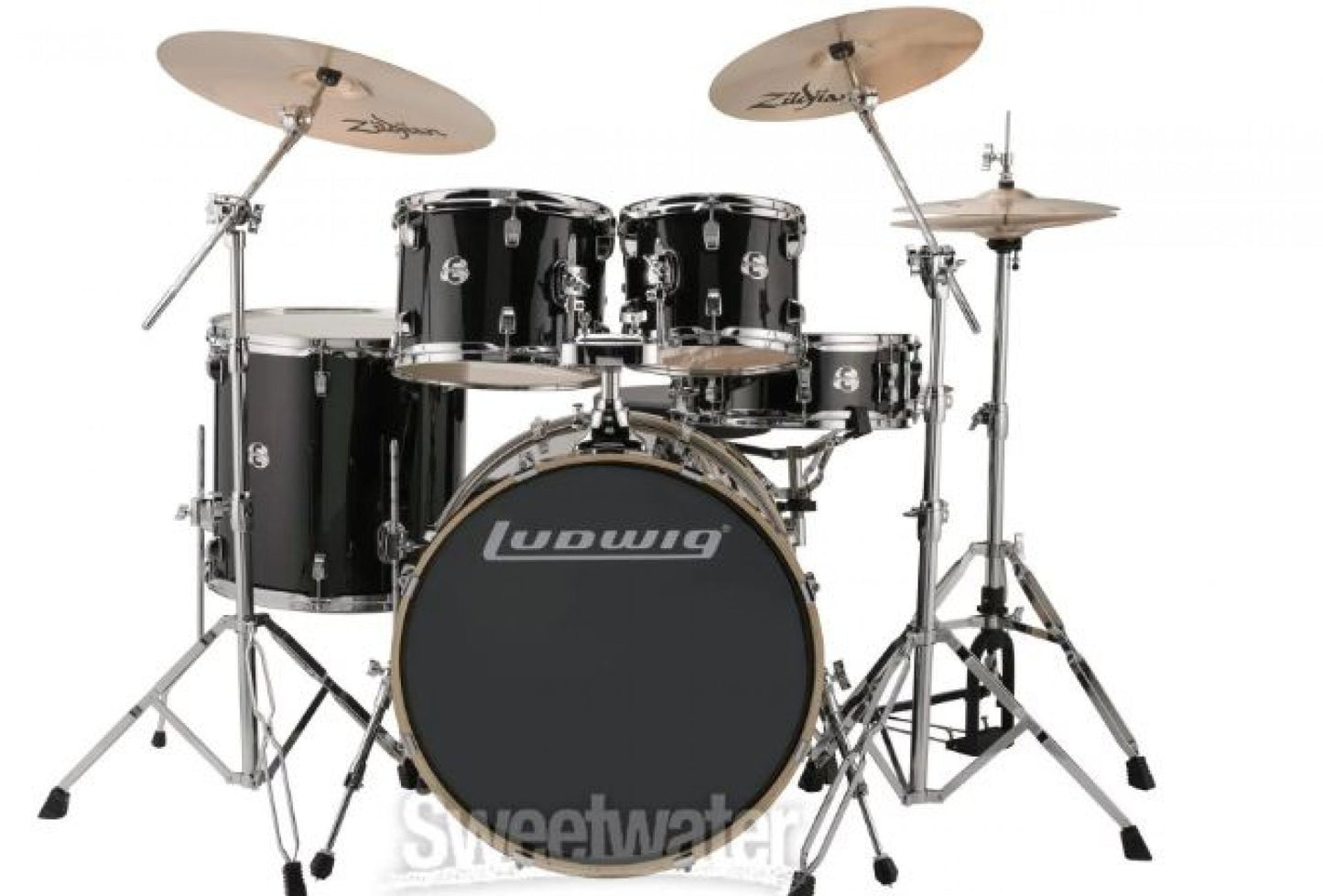 Ludwig Element Evolution LCEE220 5-piece Complete Drum Set with Zildjian Cymbals - Black Sparkle