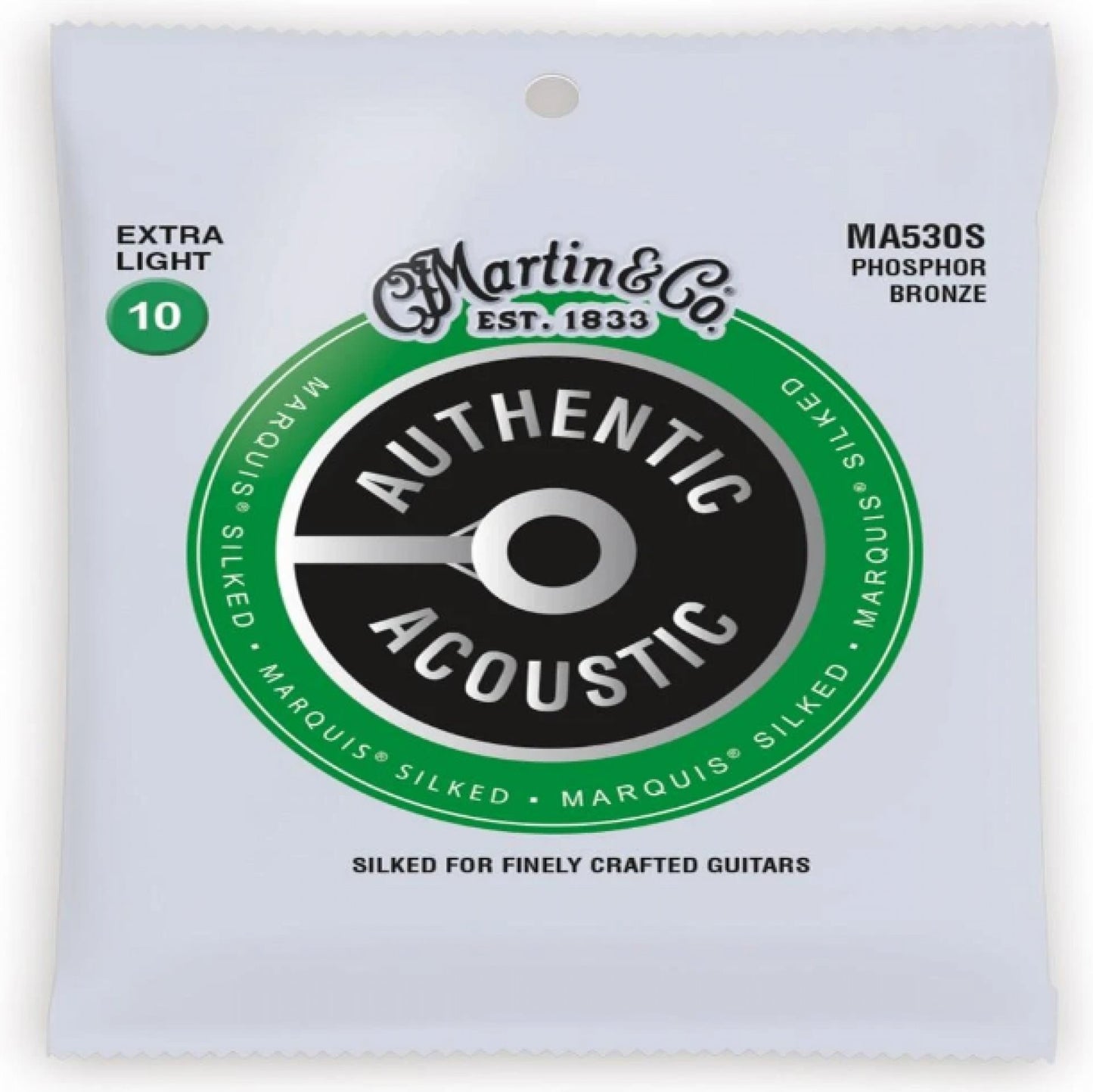 Martin MA530S Marquis Silked Phosphor Bronze Extra Light 10-47 Authentic Acoustic Guitar Strings