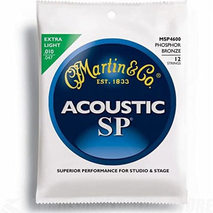 Martin SP 12-String Acoustic Set: Phosphor Bronze Guitar Strings Extra Light MSP4600 .010 - .047