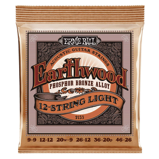 EARTHWOOD 12-STRING LIGHT PHOSPHOR BRONZE ACOUSTIC GUITAR STRINGS - 9-46 GAUGE ( 2153 )