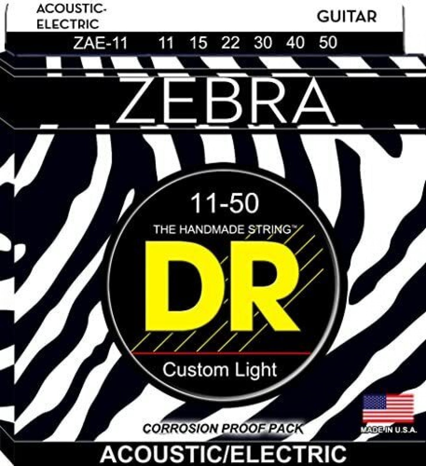 DR Strings Zebra - Acoustic-Electric Round Core 11-50