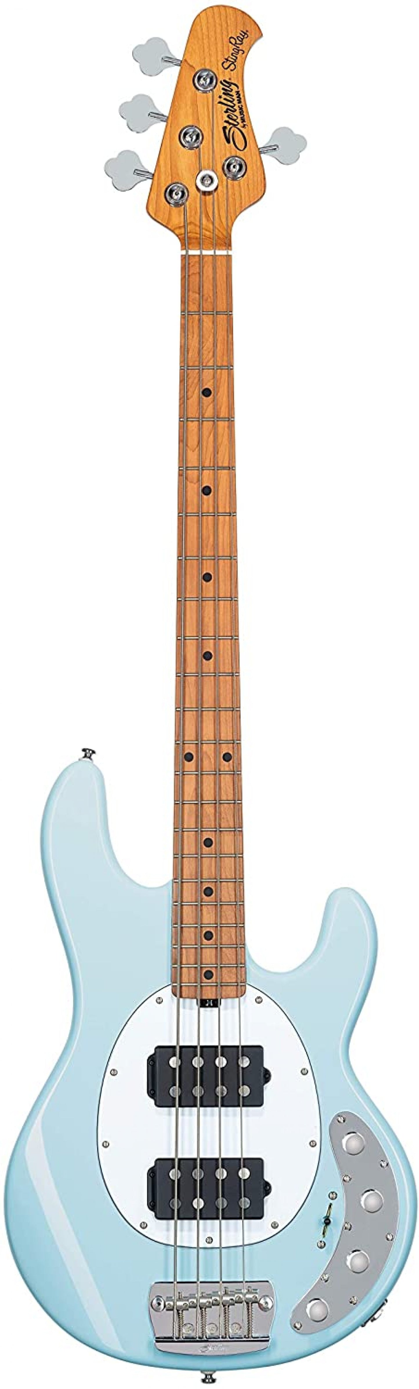 Sterling by Music Man 4 String Bass Guitar, Right, Daphne Blue (RAY34HH-DBL-M2)